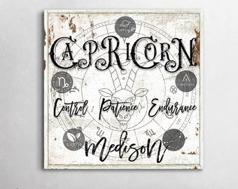 Personalisiertes Sternzeichen, Sternzeichen Wanddekoration, Astrologie Dekor, Astrologie Kunst, Horoskop Schild, Schlafzimmer Dekor, Geschenk für Sie, Leinwanddruck