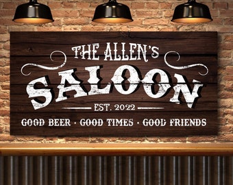 Custom Saloon Sign, Bar & Lounge Sign, Old Town Western Saloon Decor, Tavern Wall Art, Home Bar, Bar Sign, Farmhouse Wall Art, Canvas Print