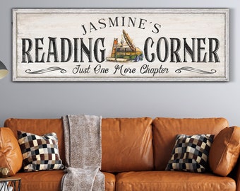 Gepersonaliseerd lezen Hoekbord, Moderne Bibliotheek Muur Decor, Aangepaste Book Club Muur opknoping, Boek Lover &Bibliothecaris Cadeau, Rustieke Canvas Print