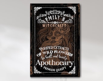 Personalized Apothecary Sign Custom Halloween Sign Spooky Vintage Wall Decor Halloween Gift Modern Farmhouse Art Gift for Her Canvas Art