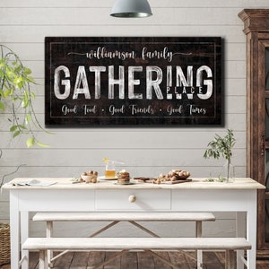 Personalized Gathering Place Sign, Family Room Gathering Wall Art, Family Name Sign, Modern Farmhouse Wall Decor, Living & Dinning Room