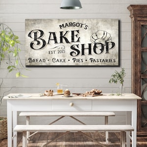 Personalize Bake Shop Sign, Vintage Bakery Decoration, Rustic Bakery Sign, Kitchen Wall Decor, Farmhouse Bakery, Modern Farmhouse Wall Art