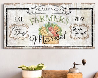 Personalized Farmers Market Sign, Pantry Decor, Kitchen Decor, General Store Sign, Trading Mercantile Sign, Farmhouse Wall Art, Canvas Print