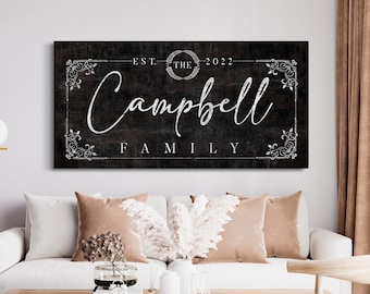 Gepersonaliseerde familienaam teken, aangepaste achternaam teken, entree muur decor, vintage naam teken, boerderij kunst aan de muur, grote canvas print