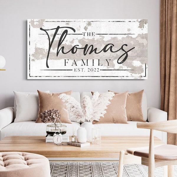 Customized Last Name Sign, Personalized Family Name Sign, Rustic Name Sign, Entryway Wall Decor, Farmhouse Wall Decor, Large Canvas Print