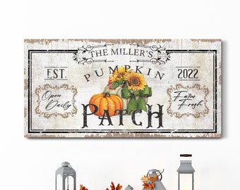 Custom Pumpkin Patch Sign Fall Decoration Pumpkin Farm Wall Decor Autumn Home Decor Farmhouse Kitchen Wall Art Thanksgiving Canvas Wall Art