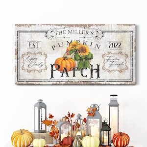 Custom Pumpkin Patch Sign Fall Decoration Pumpkin Farm Wall Decor Autumn Home Decor Farmhouse Kitchen Wall Art Thanksgiving Canvas Wall Art