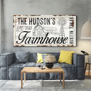 Personalized Farmhouse Sign, Family Farmhouse Sign, Vintage Farmhouse Decor, Homestead Wall Hanging, Farmhouse Wall Art, Large Canvas Print