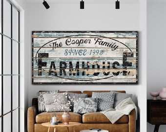 Custom Farmhouse Sign, Family Farmhouse Sign, Rustic Farmhouse Decor, Homestead Wall Decor, Vintage Farmhouse Wall Art, Large Canvas Print