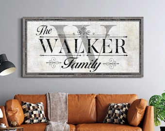 Gepersonaliseerde familienaam teken, aangepaste achternaam teken, aangepaste naam teken, gevestigd teken, boerderij wand decor, grote canvas print