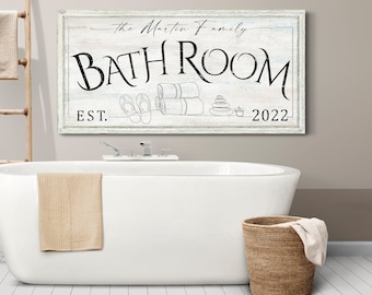 Custom Bathroom Sign, Bathroom Decor, Hot Bath Sign, Over Bath Tub Decor, Bathroom Wall Art, Rustic Farmhouse Wall Art, Vintage Canvas Print