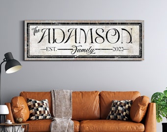 Aangepaste familienaam teken, gepersonaliseerde achternaam teken, entree muur decor, rustieke naam teken, boerderij muur decor, grote canvas print