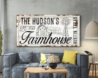 Personalized Farmhouse Sign, Family Farmhouse Sign, Vintage Farmhouse Decor, Homestead Wall Hanging, Farmhouse Wall Art, Large Canvas Print