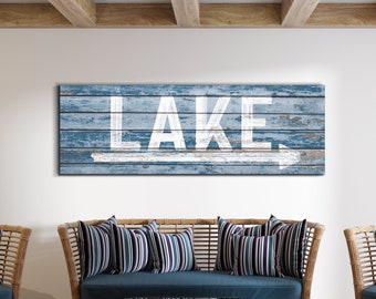 Lake Arrow Sign, Lake Like, Modern Farmhouse Wall Decor, Arrow Lake Huge Canvas, Lake House Wall Art, Rustic Vintage, Cabin Sign