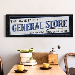 Personalized General Store Sign, Custom Family Name Sign, General Store Sign, Rustic Entryway Sign, Farmhouse Wall Art, Large Canvas Print