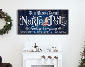Personalized North Pole Trading Company Sign, Custom Christmas Toy Shop Sign, Santas Workshop, Farmhouse Christmas Décor, Holiday Gift Sign
