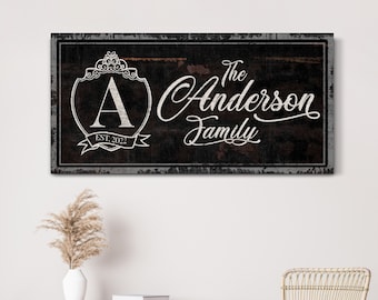 Aangepaste familienaam teken, gepersonaliseerde achternaam teken, entree muur decor, rustieke naam teken, moderne boerderij kunst aan de muur, canvas print