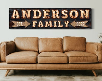 Aangepaste familienaam teken, achternaam teken, familie boerderij teken, rustieke huis kunst, vintage familie kamer decor, boerderij kunst aan de muur, canvas print