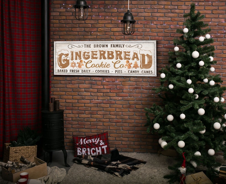 Personalized Gingerbread Cookie Co Sign, Custom Gingerbread Bakery Sign ...