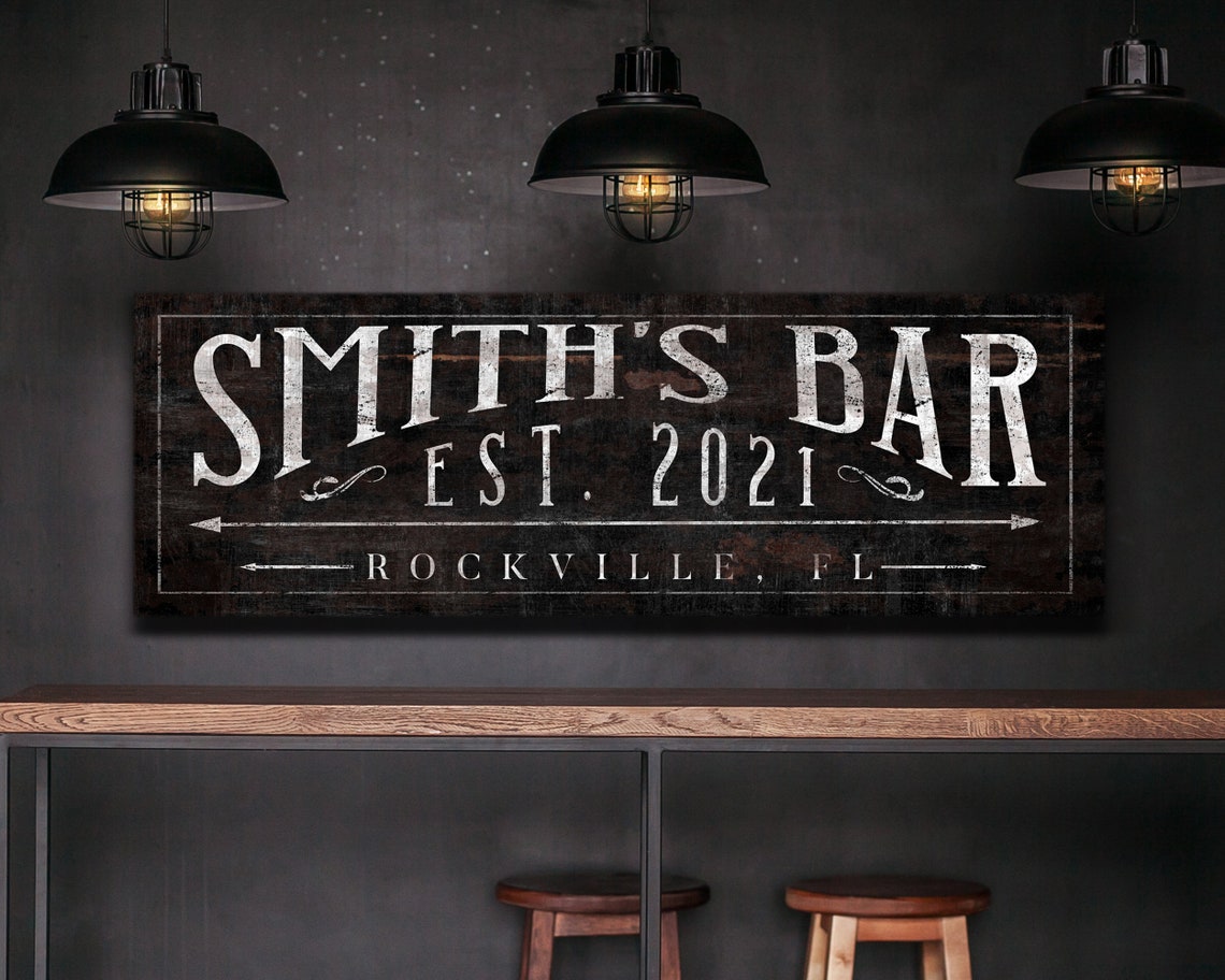 Personalized Bar Sign Bar & Lounge Sign Home Bar Decor - Etsy