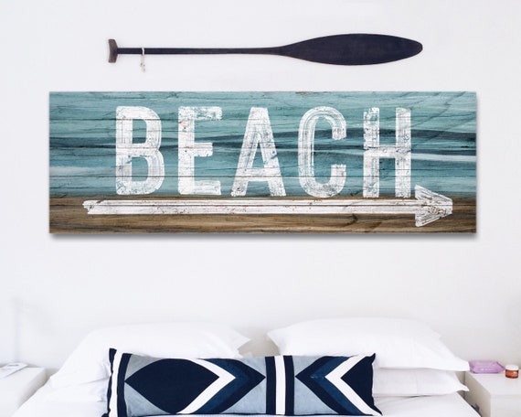 Beach Arrow Sign Modern Farmhouse Wall Decor Beach Wall Art | Etsy