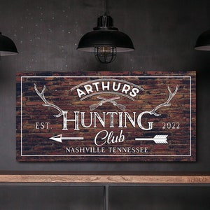 Personalized Hunting Club Sign Custom Antler Sign Hunter Gift Hunting ...