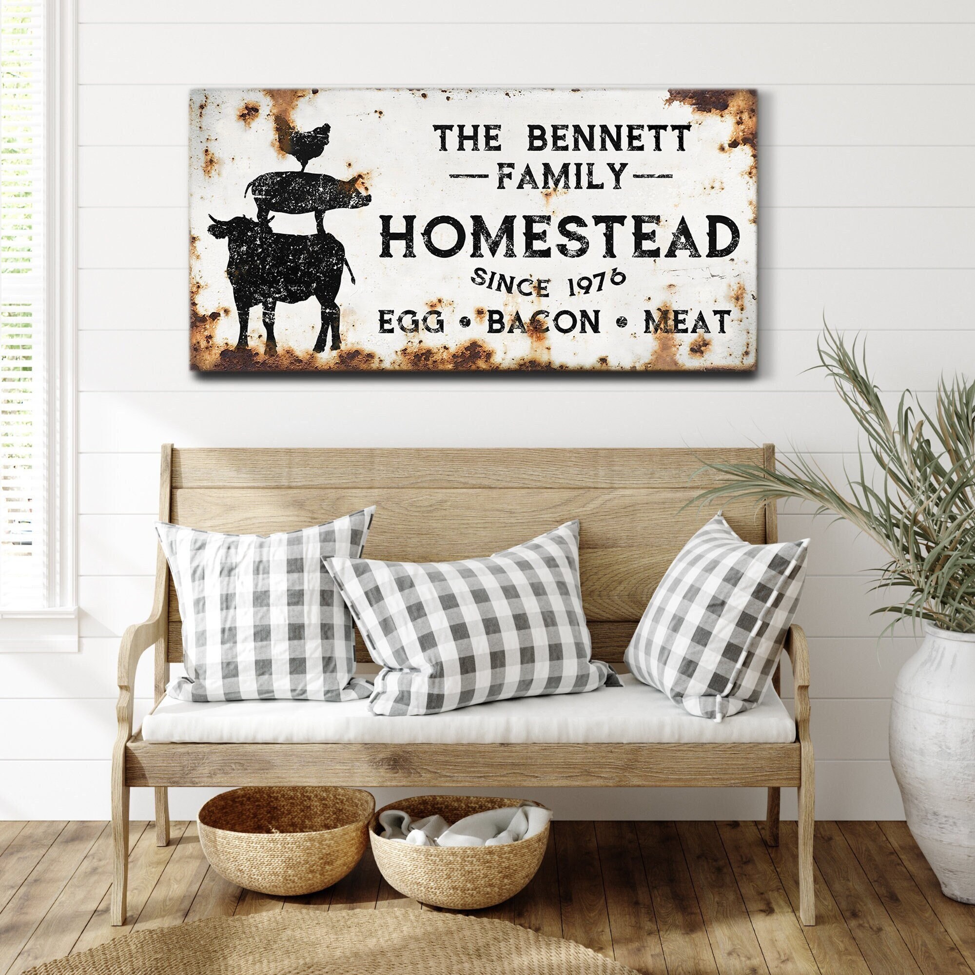 Custom Homestead Sign, Modern Farmhouse Wall Decor, Family Sign, Modern Family Name Sign, Homestead Home Decor, Vintage Rustic Personalized