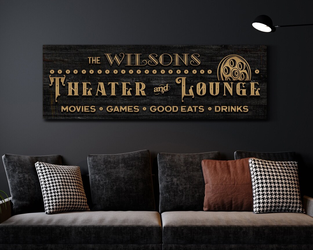 Personalized Theater & Lounge Sign, Family Lounge Sign, Home Theater ...