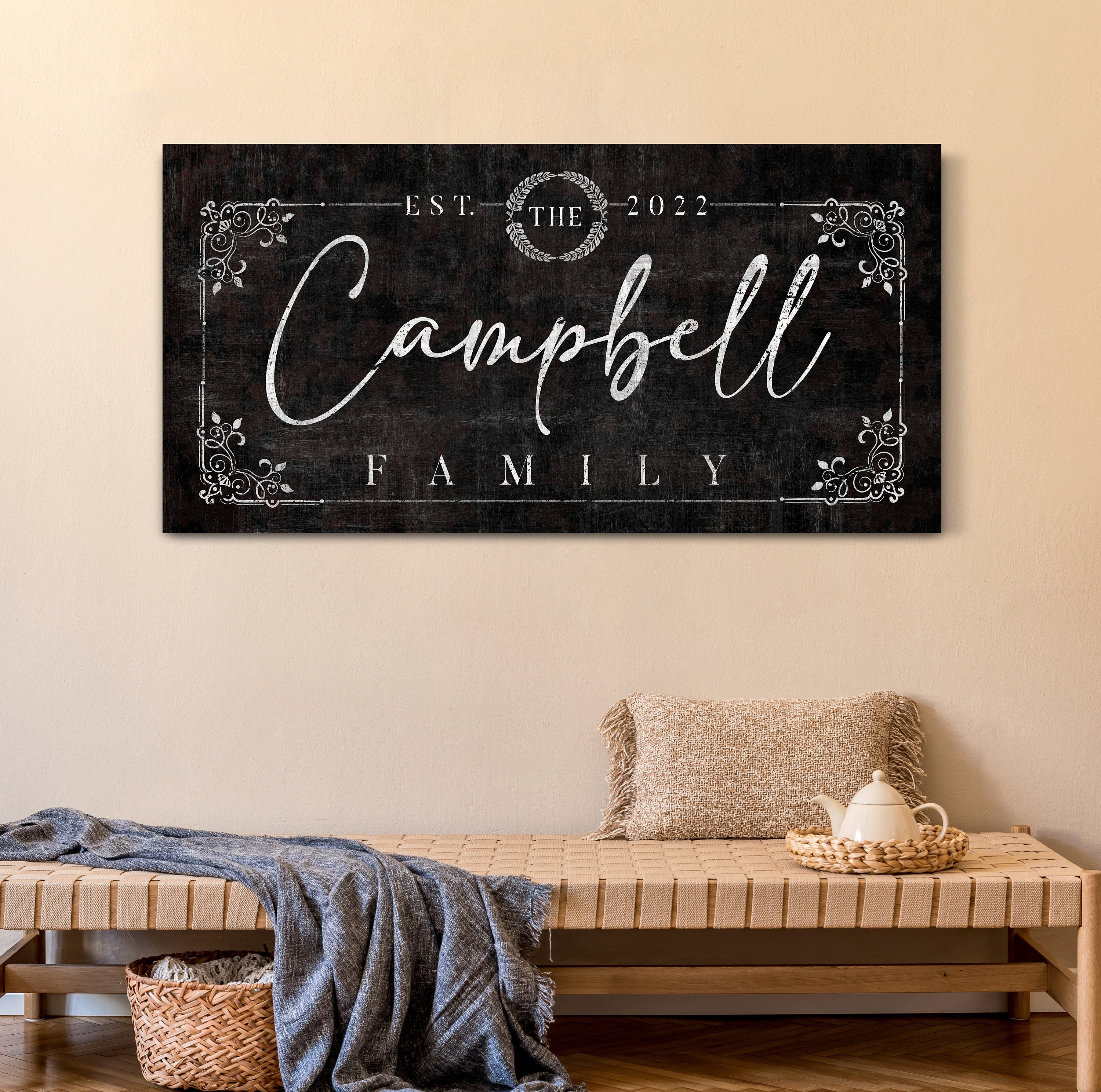 Personalized Family Name Sign, Customized Last Name Sign, Entryway Wall ...