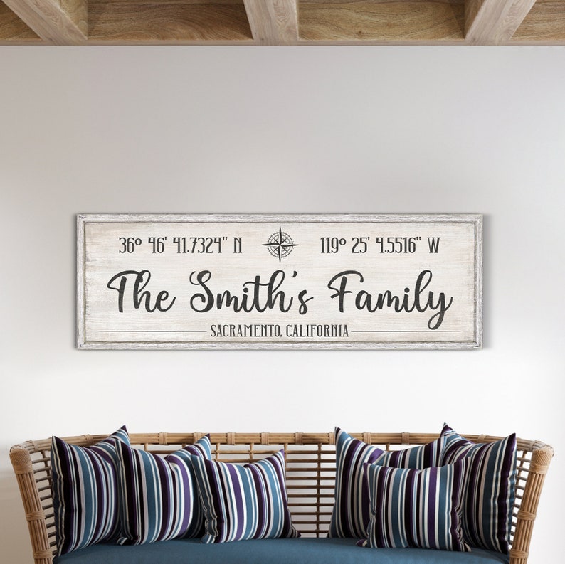Personalized Family Name Sign, Custom Coordinates Sign, Latitude ...