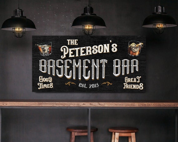 Personalized Basement Bar Sign Customized Bar Sign Retro - Etsy