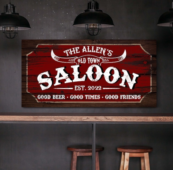 Personalized Saloon Sign Western Saloon Decor Old Town Bar | Etsy