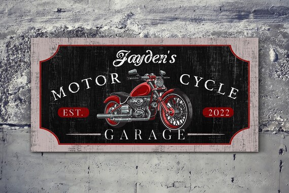 Personalized Motorcycle Garage Sign Motor Owner Gift Custom - Etsy