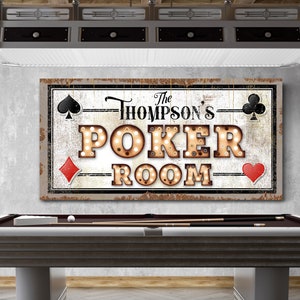 Customized Poker Room Sign, Rustic Game Room Decor, Last Name Sign, Custom Man Cave, Basement Wall Decor, Farmhouse Wall Art, Canvas Print bild 3