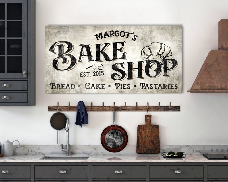 Personalize Bake Shop Sign Vintage Bakery Decoration Rustic | Etsy