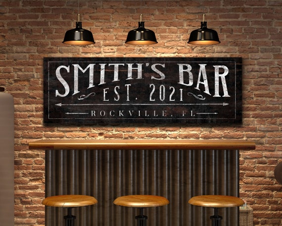 Personalized Bar Sign Bar & Lounge Sign Home Bar Decor - Etsy