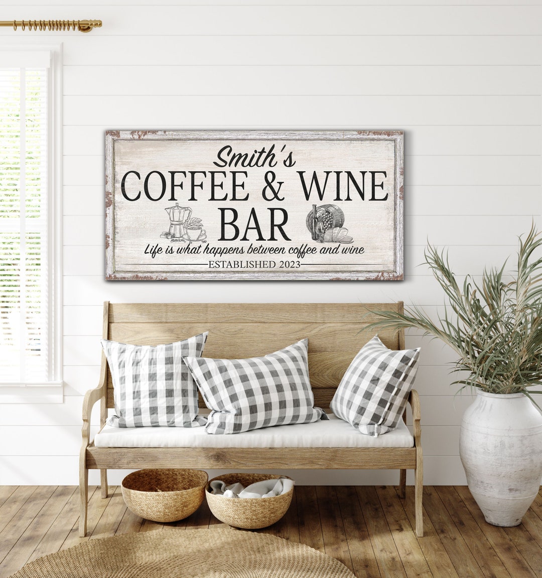 Custom Coffee & Wine Bar Sign Kitchen Wall Hanging Home Bar Etsy