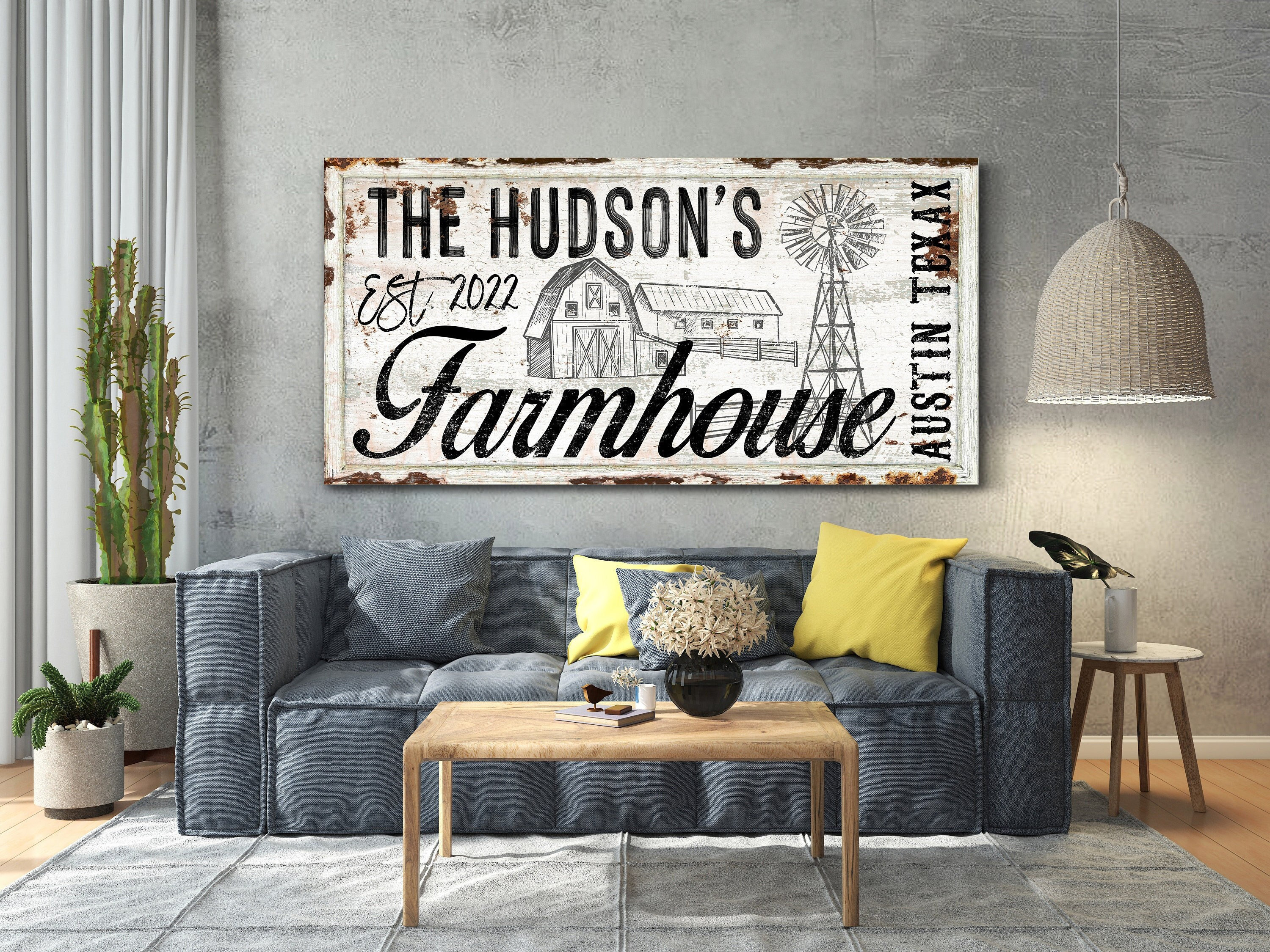 Personalized Farmhouse Sign, Family Farmhouse Sign, Vintage Farmhouse ...