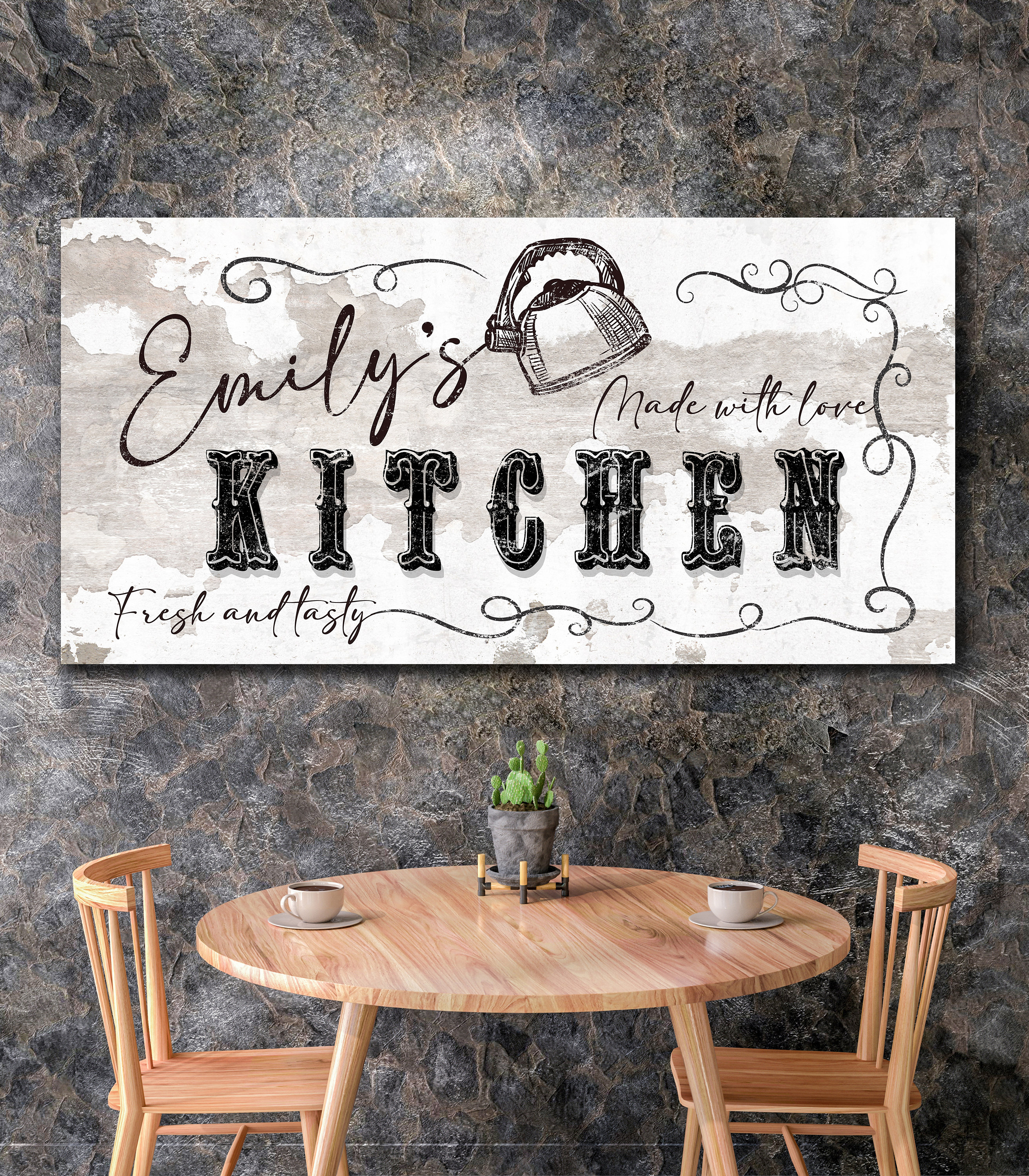 Custom Kitchen Sign, Family Kitchen Sign, Rustic Kitchen Decor, Vintage ...