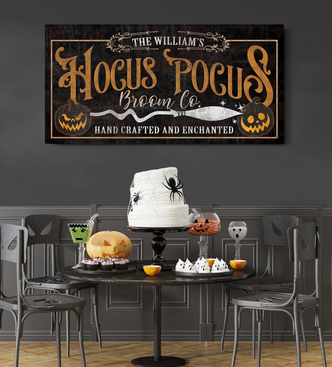 Personalized Hocus Pocus Broom Co Sign Spooky Halloween Etsy