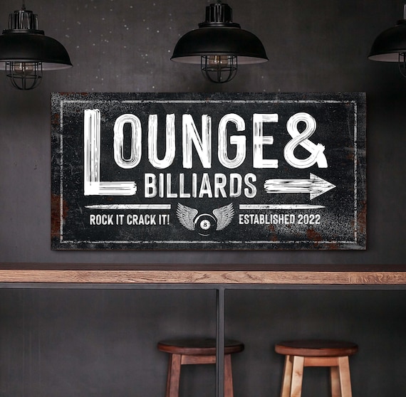 Custom Billiards Sign Billiards & Lounge Sign Pool Table - Etsy