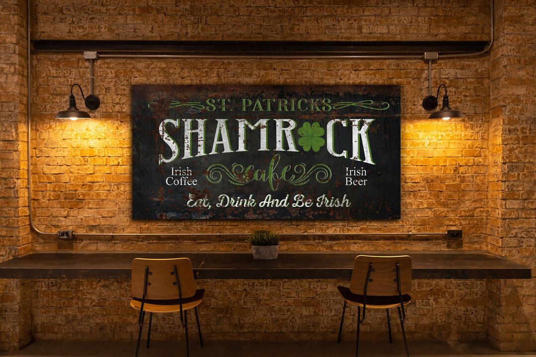 Shamrock Cafe Sign, St. Patrick's Day Sign, Irish Pub Wall Art, Basement Bar Decor, Saint