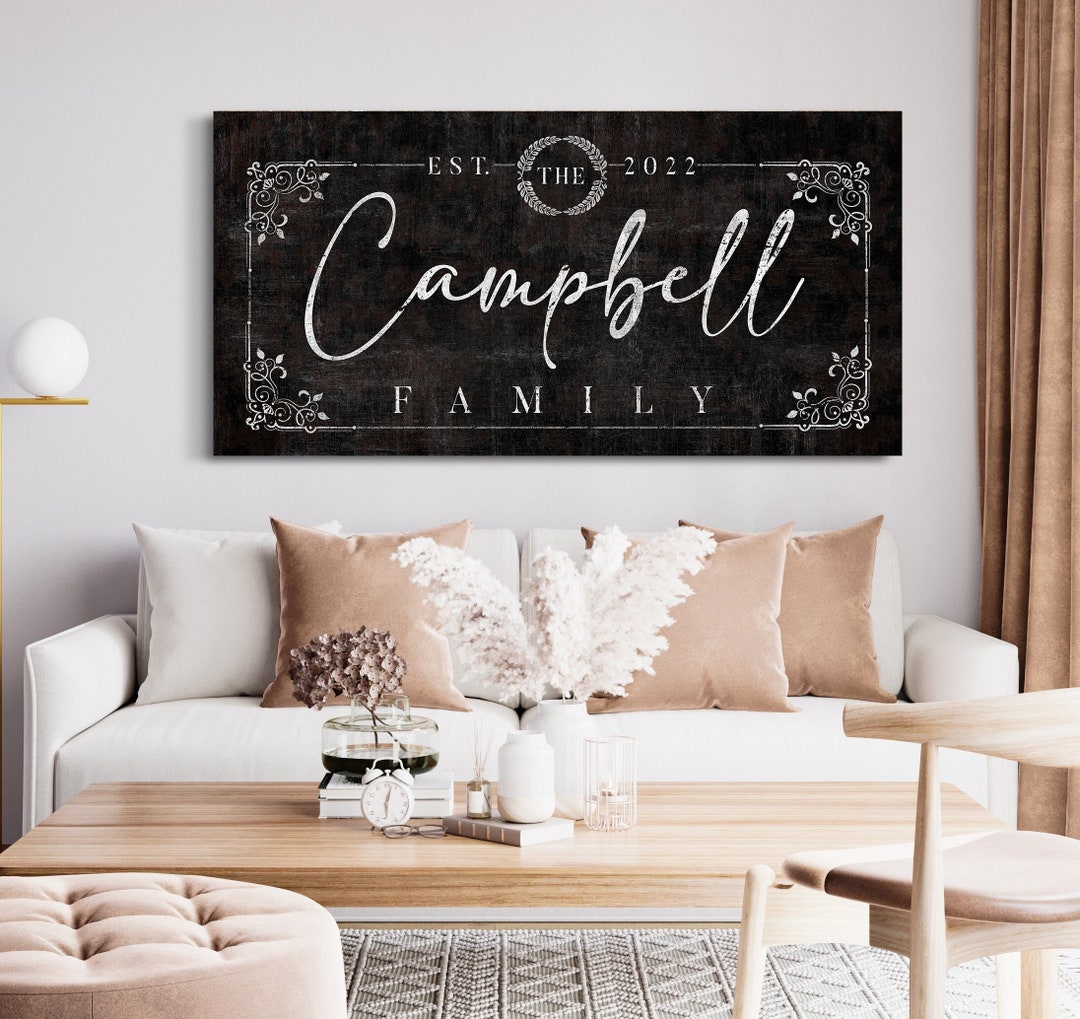 Personalized Family Name Sign, Customized Last Name Sign, Entryway Wall ...