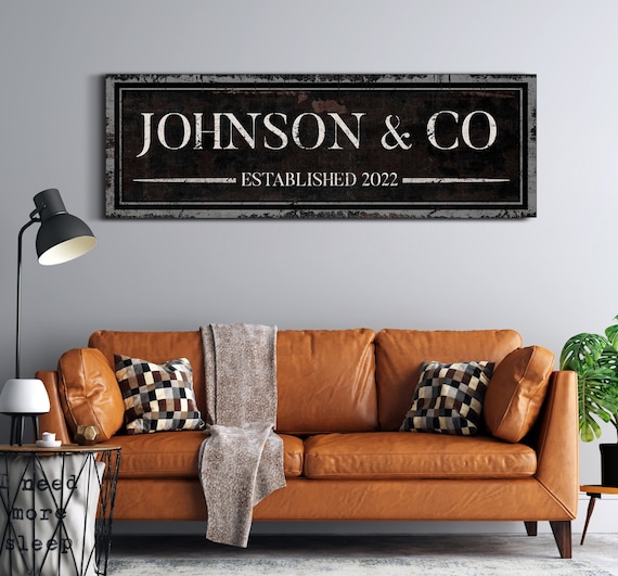 Personalized Name And Co Sign, Custom Company Name Sign, Family Company Sign, Modern Office Decor, Farmhouse Wall Art, Large Canvas Print