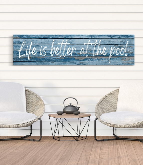 Life Is Better At The Pool Sign Wooden Hanging Art Sign Pool