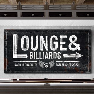 Pool Table Signs Lettering Custom Billiards Sign, Billiards & Lounge Sign, Pool Table Sign ...