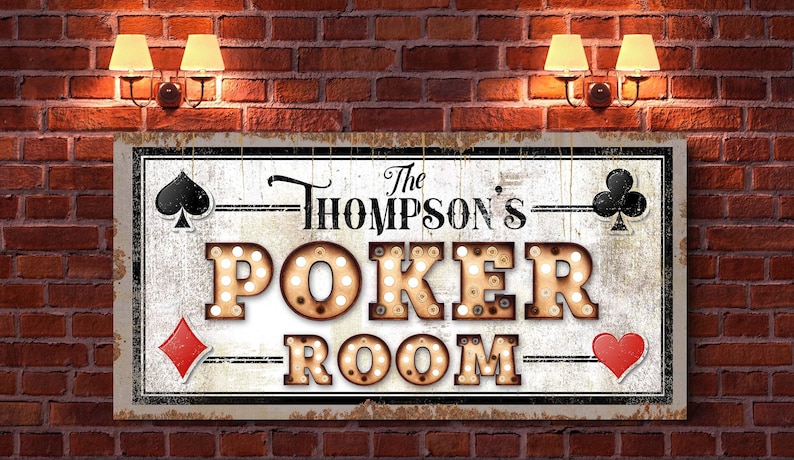 Customized Poker Room Sign, Rustic Game Room Decor, Last Name Sign, Custom Man Cave, Basement Wall Decor, Farmhouse Wall Art, Canvas Print bild 2