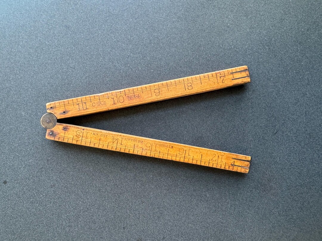 Vintage Folding Ruler C-S Co., NY City Wood & Brass, 24 Total L 6 ...
