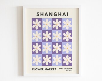 Paarse muur kunst, bloemenmarkt poster, afdrukbare kunst, lente bloemen print, lente bloemsierkunst