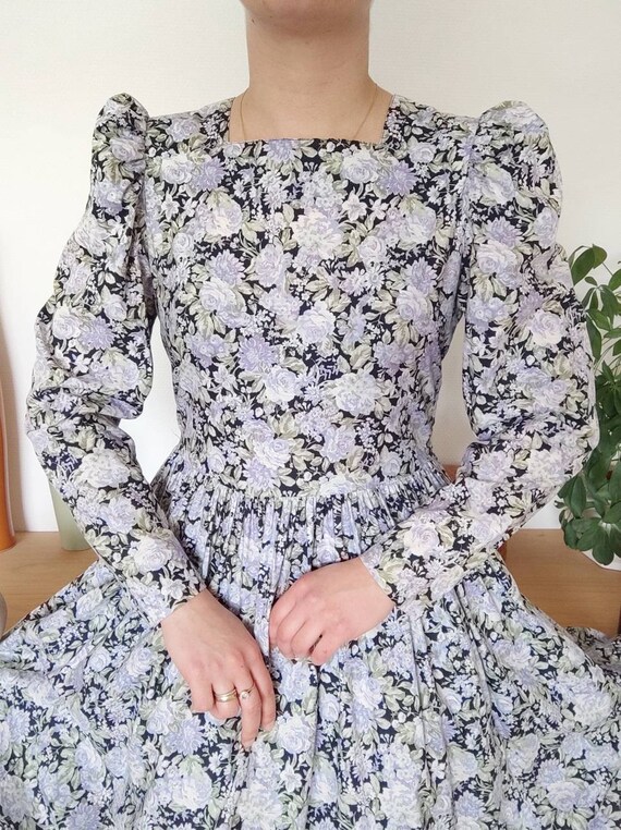 True Vintage 80's Laura Ashley Maxi Dress With Long Puff - Etsy